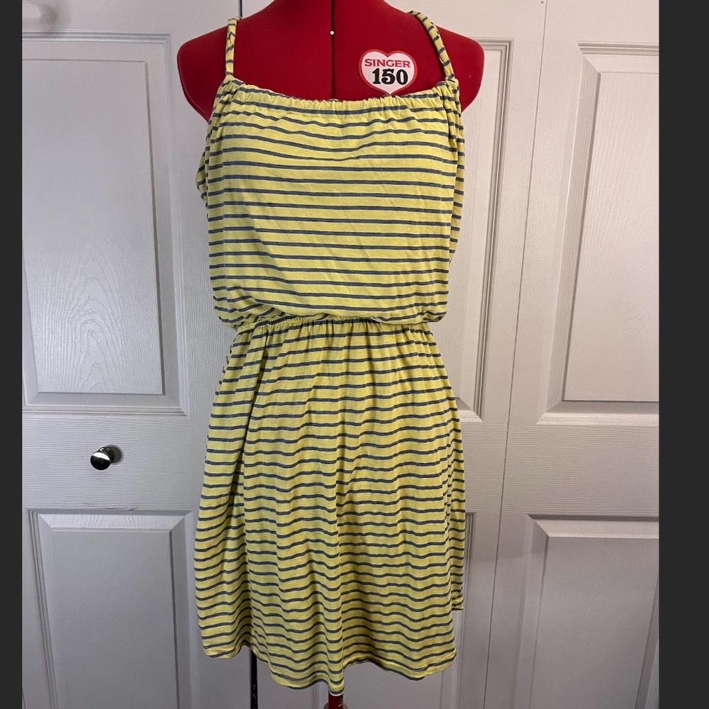 Splendid Yellow and Navy Striped Spaghetti Strap Dress